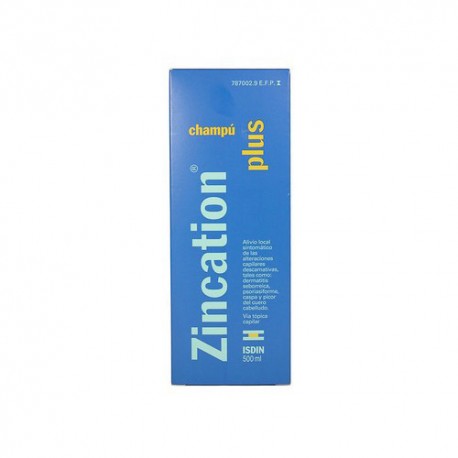 ZINCATION PLUS 10 mg/ml + 4 mg/ml CHAMPU MEDICINAL 1 FRASCO 500 ml  DERMATITIS SEBORREICA PSORIASIS C