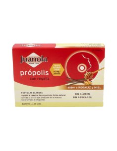 JUANOLA PROPOLIS 24 PASTILLAS DE GOMA SABOR REGALIZ Y MIEL