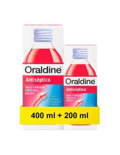 ORALDINE ANTISEPTICO 1 ENVASE 400 ML  1 ENVASE 200 ML PACK