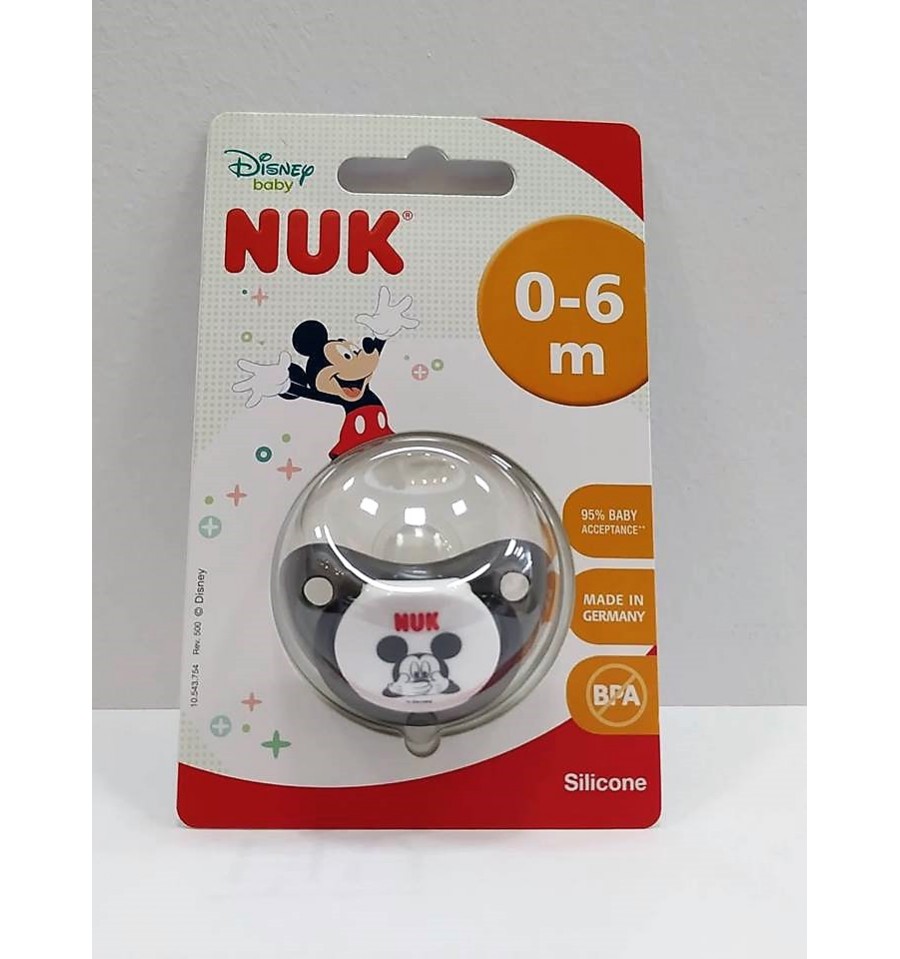 NUK Chupete Space Disney Mickey 18-36 meses, 4 unidades en gris/rojo 