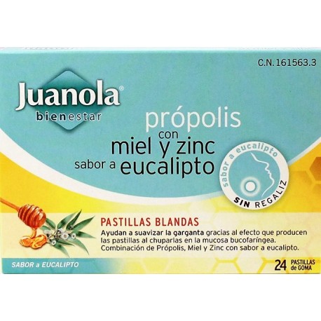 Juanola Pastillas Blandas Propolis Vit C Zinc 48 G Sabor Limon Y Miel EN