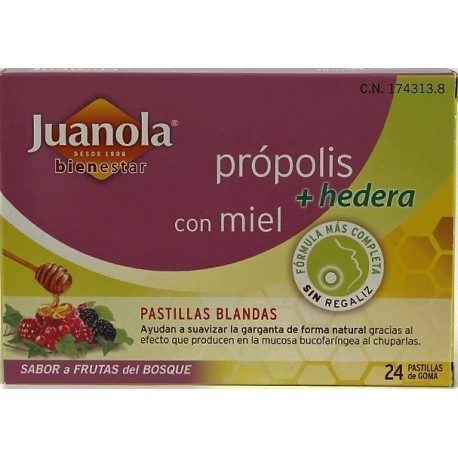 Juanola Propolis Hiedra Pastillas Blandas Miel Limón 24 Pastillas