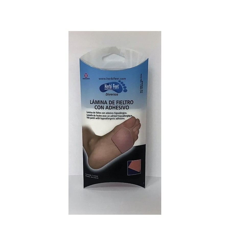Herbi Feet - Lámina de Fieltro con Adhesivo Hipoalergénico - Parche para  Herida 1 UD - 9,5 x 50 CM : .es: Salud y cuidado personal