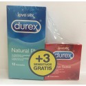 DUREX NATURAL PLUS  DUREX SENSITIVO CONFORT PRESERVATIVOS 12  3 PRESERVATIVOS PACK